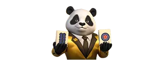 ไทล์เกมไพ่นกกระจอกอีกแบบเป็นภาพแพนด้าสวมสูท
